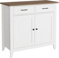 HORSTORS Kitchen Storage Cabinet, Modern Farmhouse Buffet Cabinet with Storage, Coffee Bar with 2 Drawers and 2 Doors, Floor Sideboard Buffet for Living Room, Dining Room, Bathroom, Ivory White