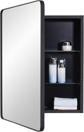 Black Bathroom Mirror Medicine Cabinet with Round Corner Framed Door 20 x 26 inch, Recessed or Surface Mount, with Adjustable Glass Shelves