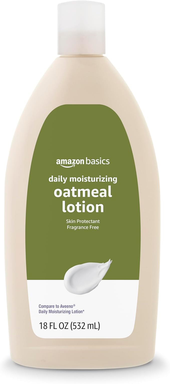 Amazon Basics Daily Oatmeal Body Lotion and Skin Protectant Moisturizer, Fragrance Free, 18 Fl Oz (Pack of 6) (Previously Solimo)