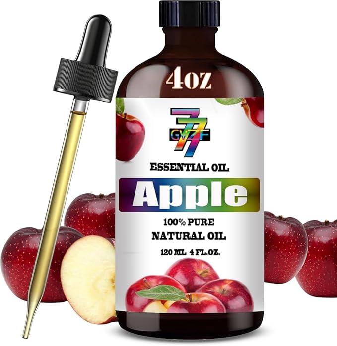 Apple Essential Oil (4 oz/120 ml) — Apple Oils for Aromatherapy, diffusers, humidifiers, Home fragrances, DIY Skincare, soap Making, DIY Candle Making, Relaxation, Yoga, and Meditation
