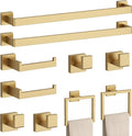 10-Piece Brushed Gold Bathroom Accessories Set – 23.6" Towel Bar, Towel Ring, Toilet Paper Holder & Hooks, Wall Mounted Bathroom Hardware, Rust & Corrosion-Resistant, Ideal for Modern Bathrooms