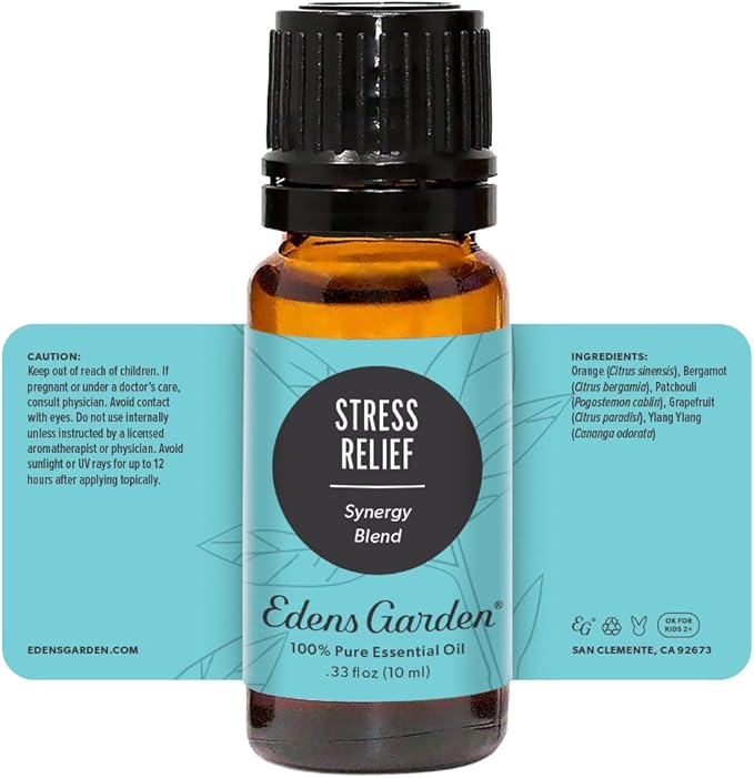 Edens Garden Stress Relief Essential Oil Blend- 100% Pure Premium Grade, Undiluted, Natural, Therapeutic, Aromatherapy, The Best for Diffusing, Skin, Candle, Humidifiers 10 ml (.33 fl oz)