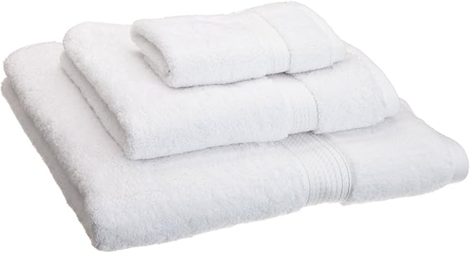 Buckingham Egyptian Cotton 3-Piece Towel Set, Washcloths, Hand Towels, Bath Towels, White