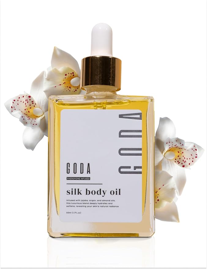 GODA Silk Body Oil Women - Firming Anti Aging Moisturizing Formula, Crepey Skin Hydrating After Shower, Scented Organic Blend Premium Skincare