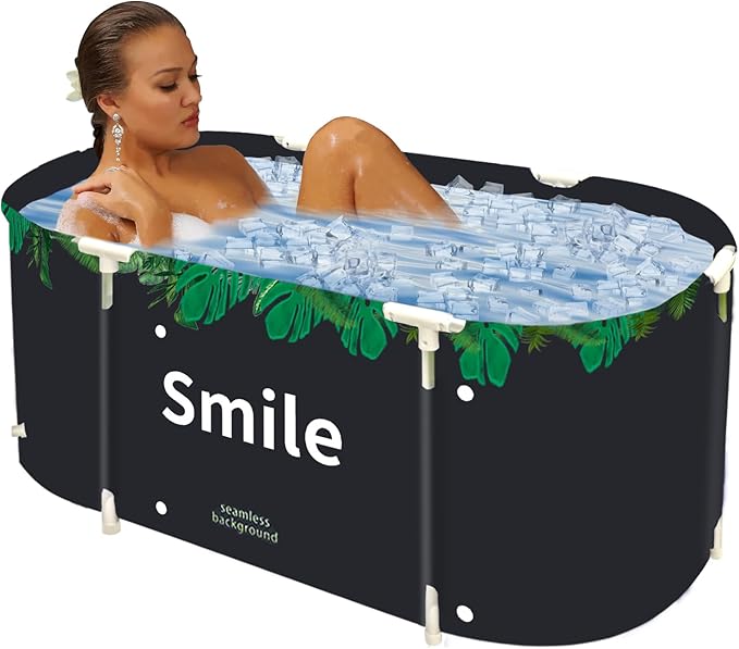 BESTHLS Portable Bathtub for Adult, Foldable Bathtub Folding Soaking Bath Tub,Eco-Friendly Bathing Tub for Shower Stall (Large, Green)