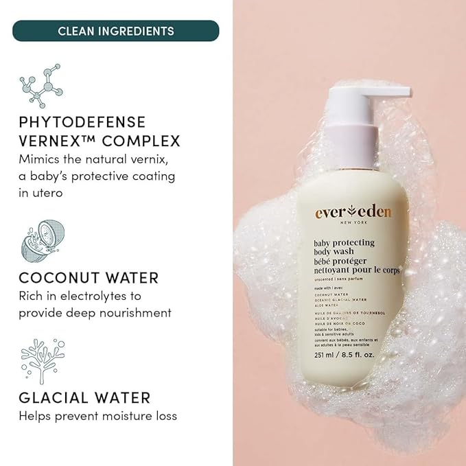 Evereden Protecting Baby Body Wash and Shampoo 8.5 oz. | Clean & Gentle Baby Care | Non-toxic & Fragrance Free