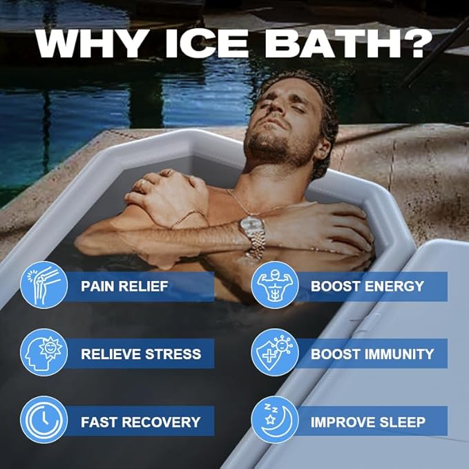 Angled Cold Plunge Tub Portable Ice Bath Tub for Athletes Fitness Recovery Water Chiller Compatible Cold Plunge Outdoor Ice Bathtub (Gray without Logo)