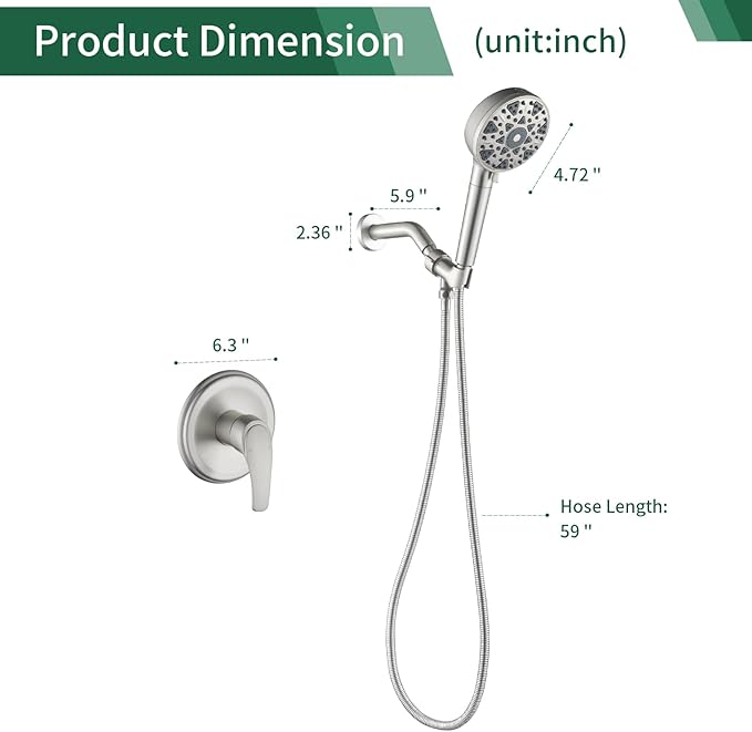 Shower Faucet Set with 7 Functions Handheld Shower Head Filter Shower Combo Set Shower System Shower Trim Kit Brushed Nickel