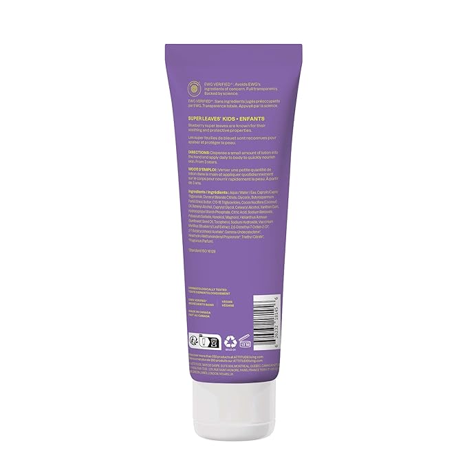 ATTITUDE Body Lotion for Kids, EWG Verifed Moisturizer, Dermatologically Tested, Plant and Mineral Based Cream, Vegan, Vanilla & Pear Scent, 8 Fl Oz