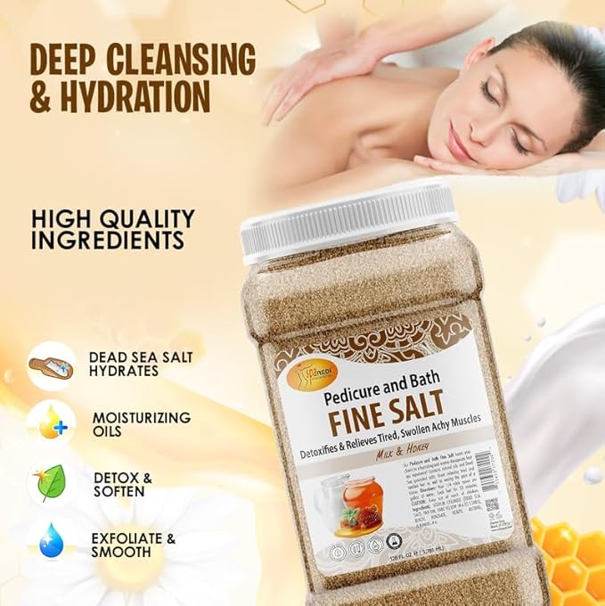 SPA REDI - Detox Foot Soak Pedicure and Bath Fine Salt, Milk and Honey, 128 Oz - Made with Dead Sea Salts, Argan Oil, Coconut Oil, and Essential Oil - Hydrates, Softens and Moisturizes