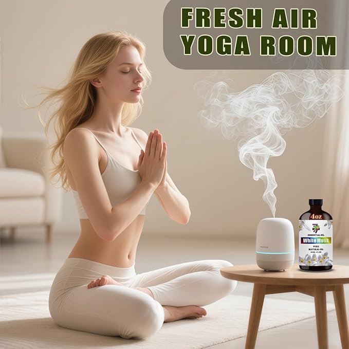 White Musk Essential Oil (4 oz/120 ml) — White Musk Oils for Aromatherapy, diffusers, humidifiers, Home fragrances, DIY Skincare, soap Making, DIY Candle, Relaxation, Yoga, and Meditation