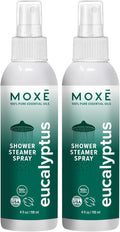 MOXE Eucalyptus Oil Shower Mist, Spa Steam Spray, Certified Natural 100% Essential Oils, Made in USA, Aromatherapy, Sinus Congestion Relief, Tension Relief (8oz)