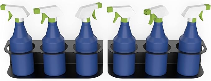 Koova 6 All-Purpose Spray Bottle Holder | Easy Install Wall Mount Hardware Included | Heavy-Duty Powder Coated Steel Storage Rack for Garage And Home | Craft Workspace Paint Bottle Organizer USA Made