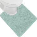 GORILLA GRIP Plush Absorbent Shaggy Chenille Bath Rug Mat for Oval Toilet Base with Rubber Backing, Machine Washable Rugs, Soft Microfiber Contour Mats for Toilets, Bathroom Decor, Seablue