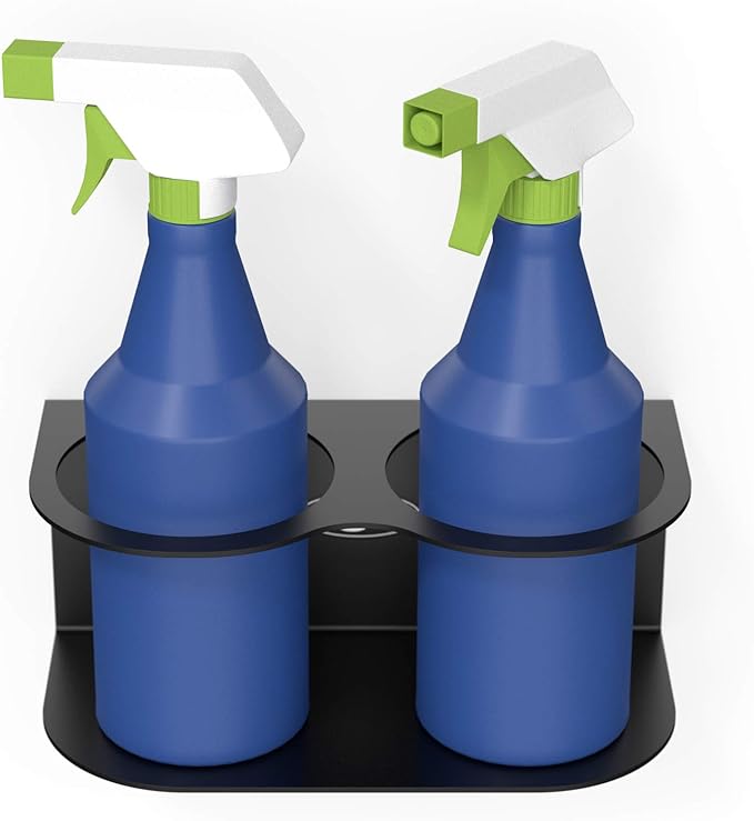 Koova 2 All-Purpose Spray Bottle Holder | Easy Install Wall Mount Hardware Included | Heavy-Duty Powder Coated Steel Storage Rack for Garage And Home | Craft Workspace Paint Bottle Organizer USA Made