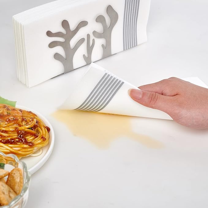 LITOPAK 300 Pack Disposable Guest Towels, Disposable Hand Towels for Bathroom, Paper Dinner Napkins for the Kitchen, Soft, Party Napkins, and Wedding Napkins(Silver)