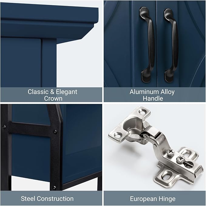 Over The Toilet Storage Cabinet, Over Toilet Bathroom Organizer with Doors Above Toilet Storage Cabinet Spacesaver Rack Behind Toilet Bathroom Organizer Over The Toilet Storage (Ultramarine)