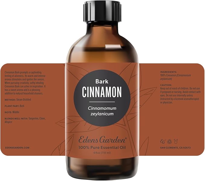 Edens Garden Cinnamon-Bark Essential Oil- 100% Pure Premium Grade, Undiluted, Natural, Therapeutic, Aromatherapy, The Best for Diffuser, Candle, Laundry, Humidifiers 118 ml (4 fl oz)