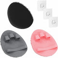 Manmihealth 3 PCS Soft Silicone Shower Brush, Super-Lathering and Deep-Cleaning Silicone Body & Face Scrubber, Gentle Exfoliating Bath Glove for All Skin Types with Free Hooks (Black +Gray+ Pink)