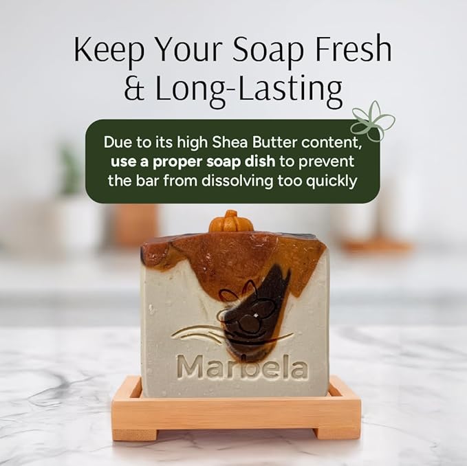 Marbela Cosmetics Pumpkin Sandalwood Handmade Soap Bar - Made in USA, Vegan Friendly, Palm Oil Free, Natural Bar Soap - Gentle Face & Body Soap for Daily Skin Care, Moisturizing & Nourishing - 3.5 oz