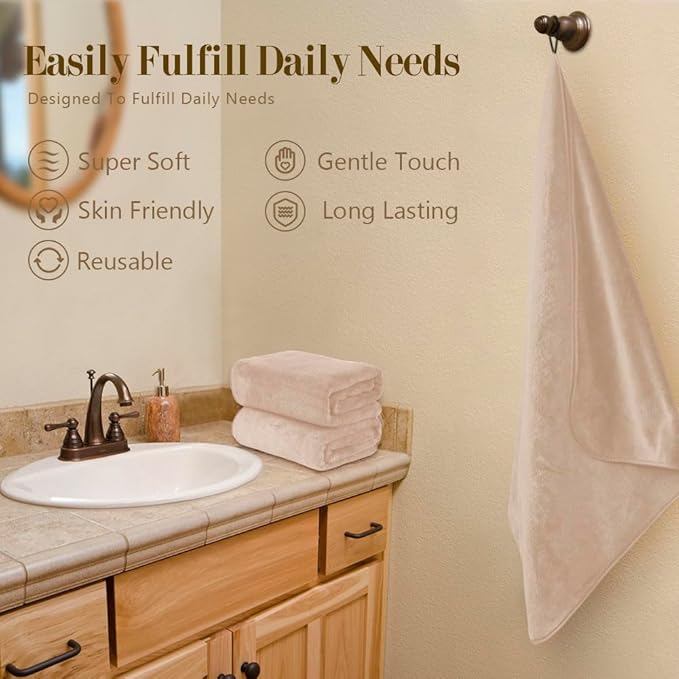 Orighty Microfiber Bath Towels Pack of 2(27'' x 54'') - Soft Feel, Highly Absorbent, Quick Drying for Body, Sport, Yoga, SPA, Fitness - Brown