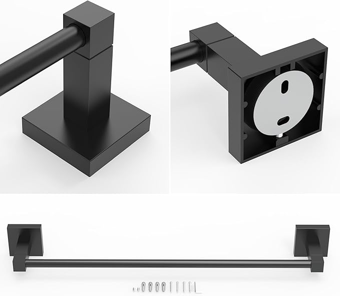 RUACQ Towel Bar 18inch, Towel Racks for Bathroom, 304 Stainless Steel Towel Holder Wall Mounted, Heavy Duty Bathroom Decor Towel Rod (Matte Black)