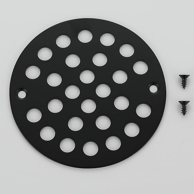 4-Inch Screw-in Shower Strainer Drain Cover Replacement Floor Strainer(Black)