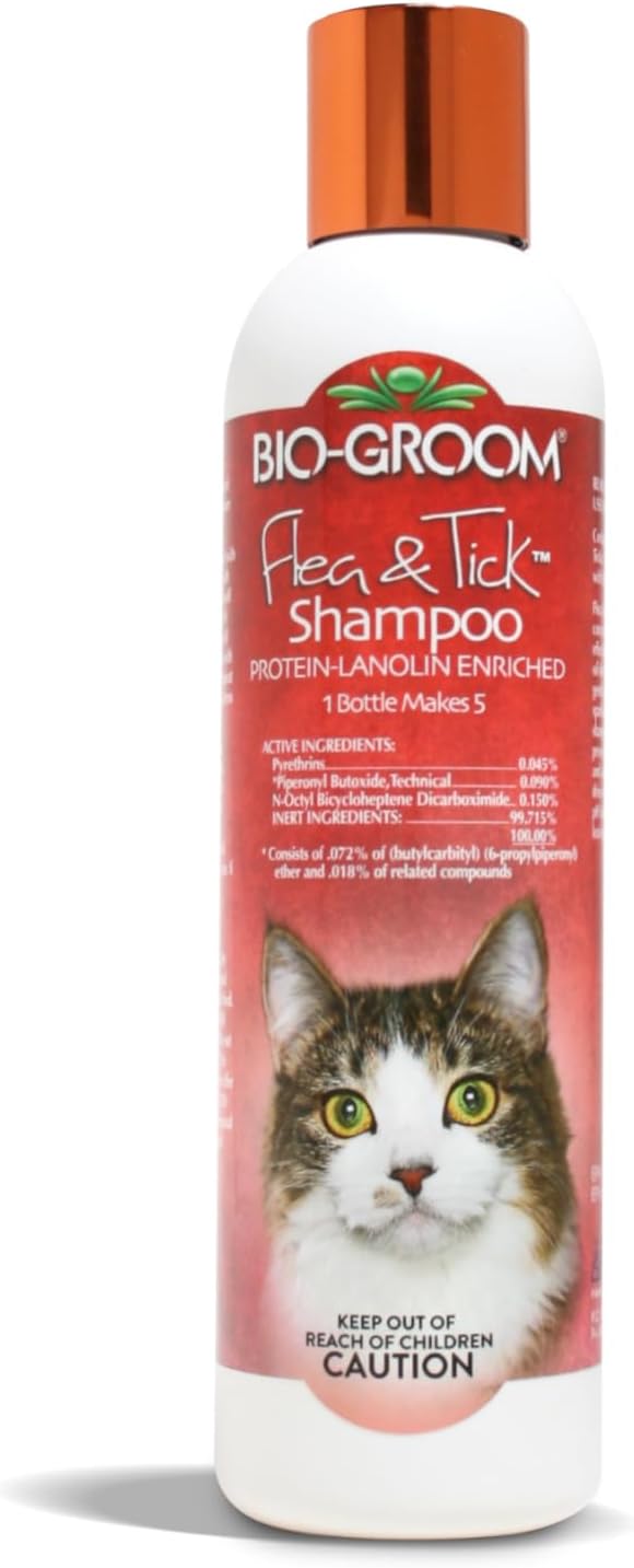Bio-Groom Flea & Tick Dog Shampoo - Flea and Tick Prevention for Dogs, Cat Flea Treatment, Cruelty-Free, Made in USA, Natural Tick Repellent, Protein-Lanolin Shampoo - 8 fl oz 1-Pack