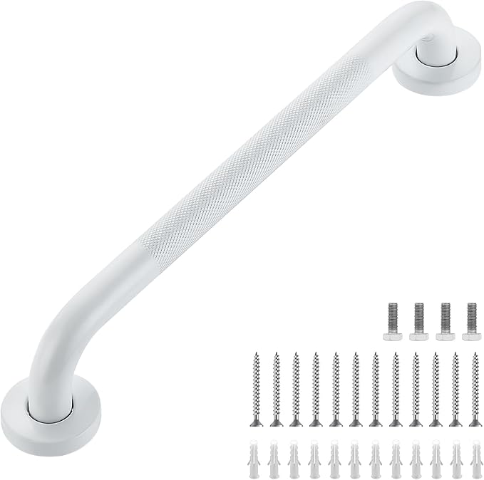 Grab Bars for Shower, 1 Pack 16-Inch Anti Slip Shower Handles for Elderly, Safety Shower Grab Bar, Stainless Steel Handicap Grab Bars for Bathroom (White 1" Diameter)
