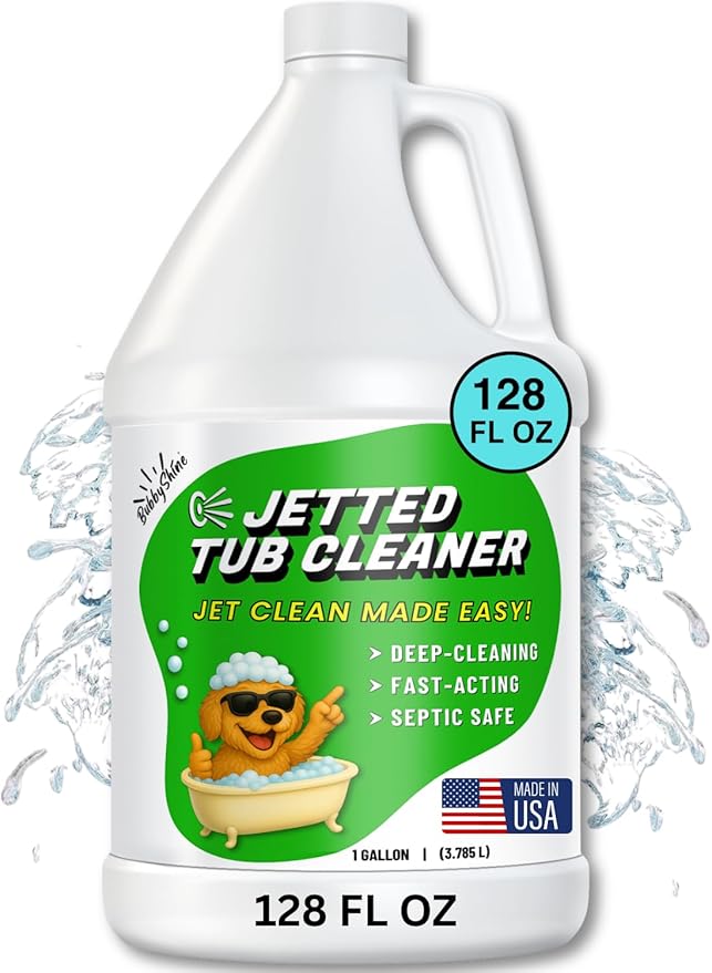Jetted Tub Cleaner for Whirlpool & Jacuzzi Baths – Deep Jet Line & Pipe Flush Formula Removes Yuck, Buildup & Residue – Heavy Duty Bathtub Jet Cleaner for Acrylic & Fiberglass Tubs – Made in USA