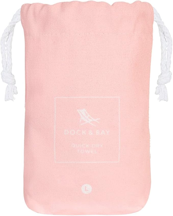 Dock & Bay Beach Towel - Quick Dry, Sand Free - Compact, Lightweight - 100% Recycled - Includes Bag - Essential - Pink, Extra Large (200x90cm, 78x35)