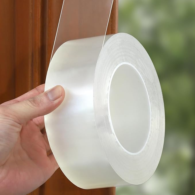 Transparent Weather Sealing Tape, Clear Draft Isolation Film Tape for Door Draft Stopper, Adhesive Tape for Doors, Windows and Shower Glass Gaps - No Residue (2 Inch x 66Ft)