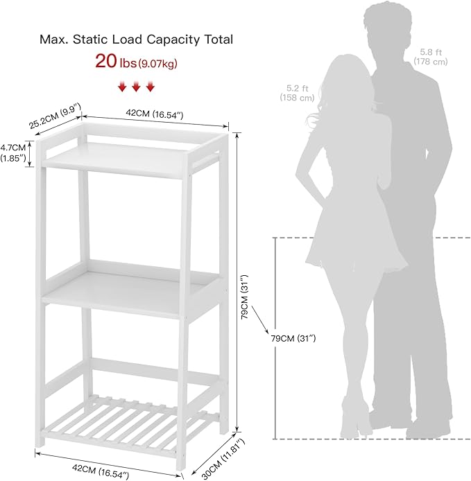 3 Tier Bamboo Bathroom Shelves, Ladder Shelf for Storage, Rustic Home Organizer, Space-Saving Design, Stylish Display Nightstand, Stylish Storage Solution for Home, Living Room, Kitchen