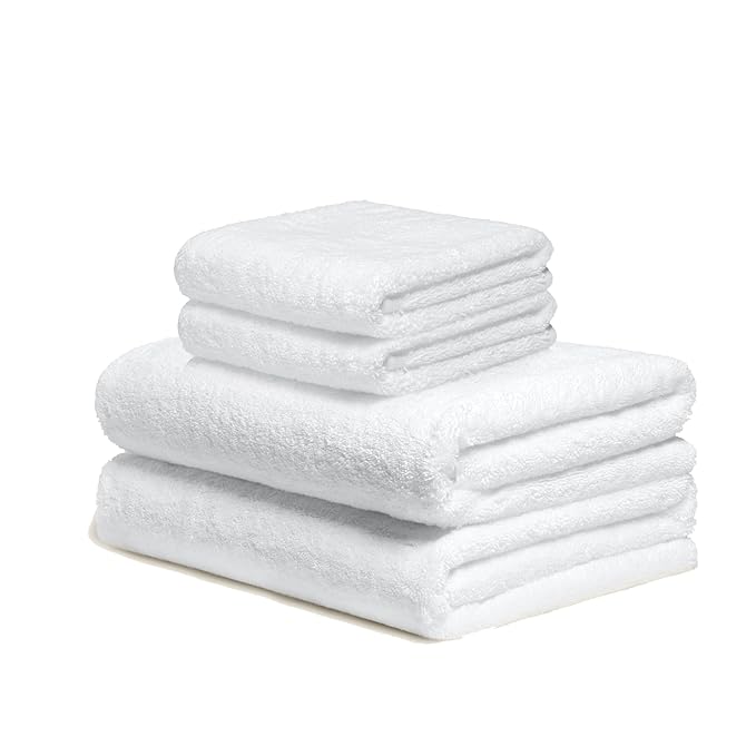 Italic Serene Ultraplush Cotton Towel Set, 4-Piece, 2 Bath Towels + 2 Hand Towels, White, Large, 800GSM, 100% Cotton, Heavy Duty, Resort Grade Towels (White)