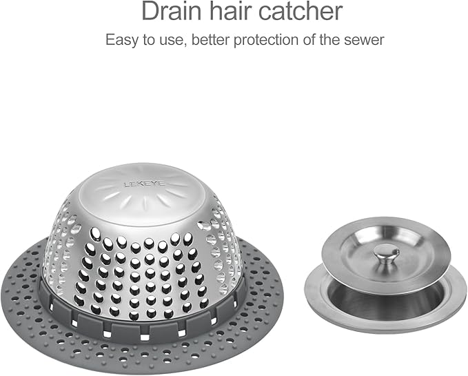 LEKEYE Shower Drain Hair Catcher | Bathtub Stopper/Shower Drain Cover/Drain Protector for Bathtub and Bathroom