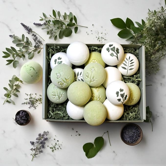 Plantful™ Organic Handmade Bath Bombs for Women, 12 Gift Sets, Large, Shea Butter Moisturizing, Essential Oils, Bubble Bath for Kids, Perfect Gifts for Women Men, Safe Bath Bombs for Kids