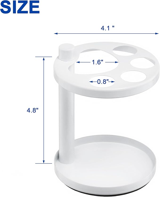 Metal Toothbrush Holder Stand for Bathroom: Stainless Steel Ventilated Organizer with Slots for Electric Toothbrushes, Toothpaste, Razors & Small Comb, Unique Footprint Base Design, White