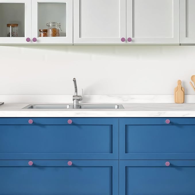 Ravinte 30 Pack Cabinet Knobs Purple Kitchen Cabinet Knobs Round Dresser Drawer Pulls Closet Door Pulls 1-1/5 Inch