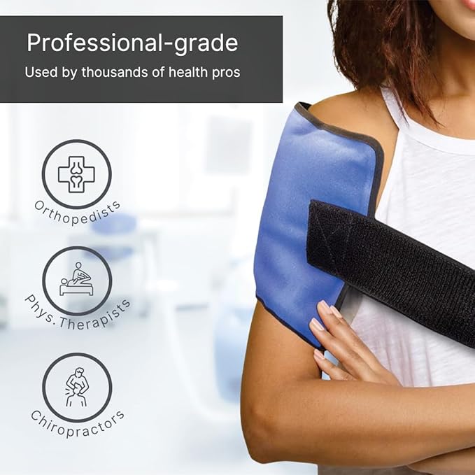 FlexiKold Reusable Gel Large Ice Pack with Straps – Cold Compress Gel Cold Pack for Injuries – Flexible Medical Ice Wrap for Back, Shoulders, Legs, Knees, Sciatica, Muscle Pain – Standard