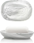 Elegant Ceramic Soap Dish for Shower with Unique Marble Texture, Decorative Bar Soap Holder for Bathroom & Kitchen, Easy Clean Versatile Oval Soap Dishes for Soap Bar