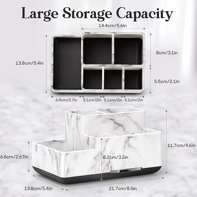 Toothbrush Holder,Bathroom Organizer Countertop, 5 Compartments Multifunctional Storage for Cosmetic, Makeup, Office Stationery Pencil,Toothpaste, Toothbrush,Ideal Gift for Home, Office