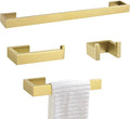 Gold Towel Bar Set 4 Pieces Bathroom Hardware Set Wall Mounted Stainless Steel,Towel Bar+Towel Holder+Towel Hook+Toilet Paper Holder,23.6 inch