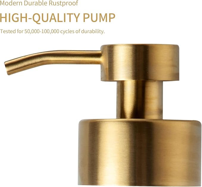 Enra Thick Glass Soap Dispenser with Stainless Steel Pump,12oz Gold Bathroom Hand Liquid Soap Dispensers,Lotion Dispenser,Soap Dispenser for Bathroom,Kitchen