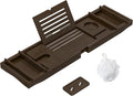 Bamboo Bathtub Tray for Luxury Bathroom, Expandable Premium Bath Tray w/Soap Towel Book Holder, Adjustable Bath Accessories for Tub,Extendable Tub Tray w/Wine Glass Cup Organizer 29.5-43.3" Espresso