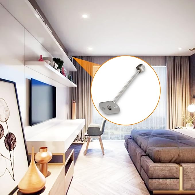 2Pcs ID25 mm (1"), L350mm, Clothes Rail mounting Bracket, Shower Curtain Closet tie Rod Support Frame, Curtain Rod Flange Socket, Suitable for Ceiling or Wall mounting