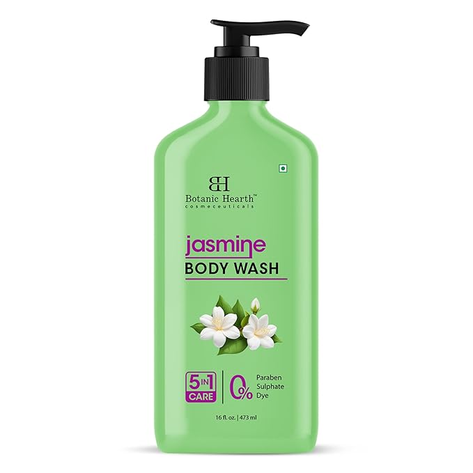 Botanic Hearth Jasmine Body Wash – Gentle 5-in-1 Cleansing Formula with Soothing Floral Aroma, Hydrating & Sulfate Free Daily Shower Gel – 16 fl oz