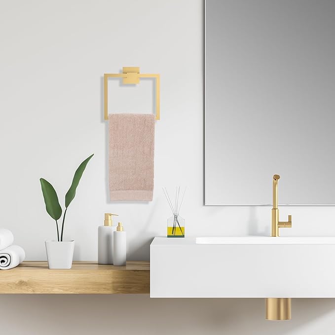 TURS 10-Piece Bathroom Hardware Accessories Set Brushed Gold Towel Bar Holder Set SUS304 Stainless Steel Towel Racks for Bathroom Wall Mounted, 23.6-Inch