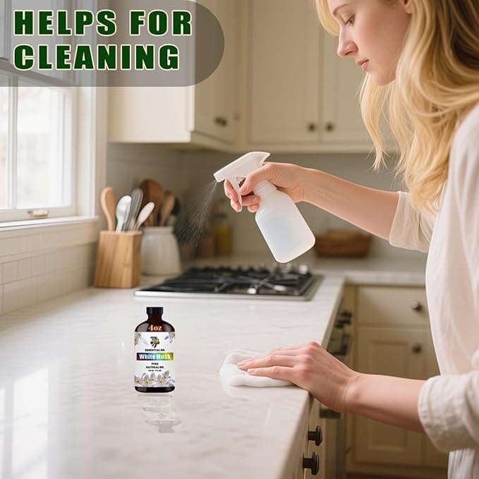 White Musk Essential Oil (4 oz/120 ml) — White Musk Oils for Aromatherapy, diffusers, humidifiers, Home fragrances, DIY Skincare, soap Making, DIY Candle, Relaxation, Yoga, and Meditation