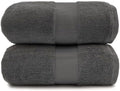 Maisonette Elegance 100% Organic Cotton Turkish Bath Towels, Soft & Absorbent, Ideal Quick Dry Large Bathroom Towel Set for Shower (30" x 58", 2 Pack) - Dark Grey (Stone)