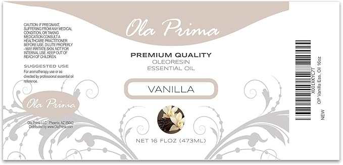 Ola Prima Vanilla Essential Oil 16oz – Therapeutic Grade Big Bottle for Aromatherapy, Diffuser & Candle Making, Vanilla Candle Scent - Essential Oils
